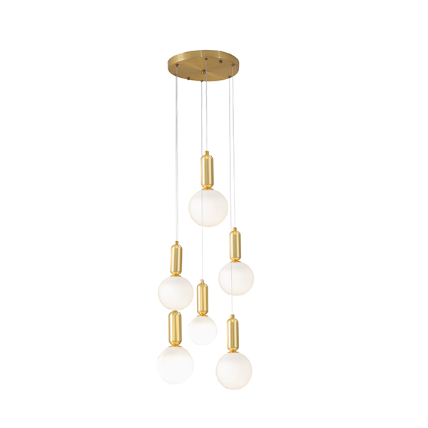 Gold-glass ball-pendant lamp