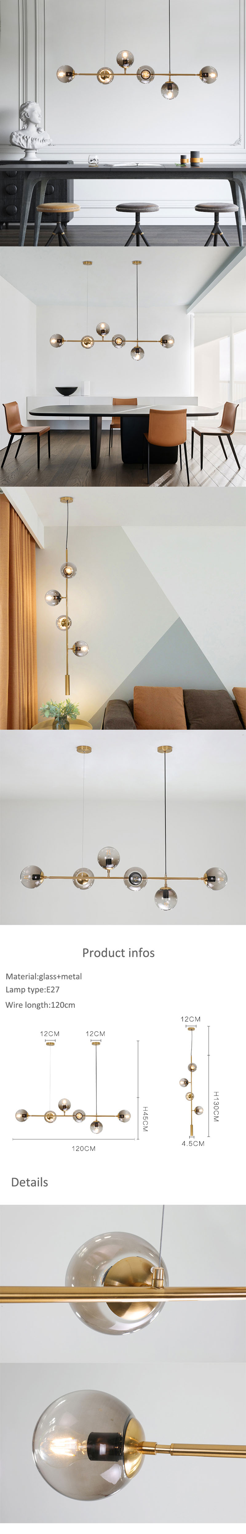 smoked glass hanging lamp for living room