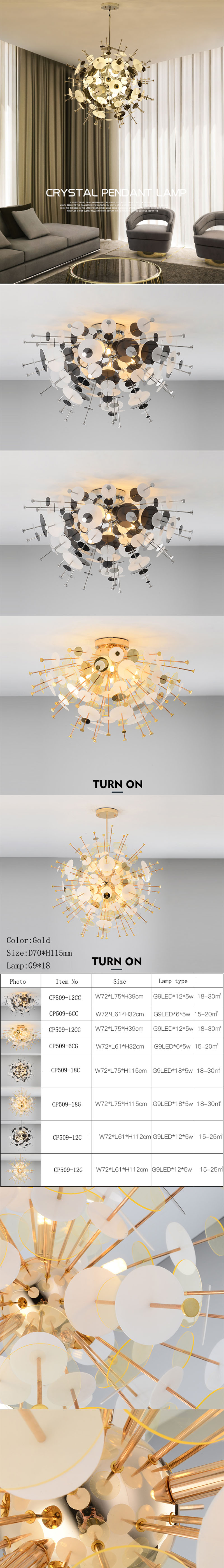 contempoaray flower acrylic pendant light for living room