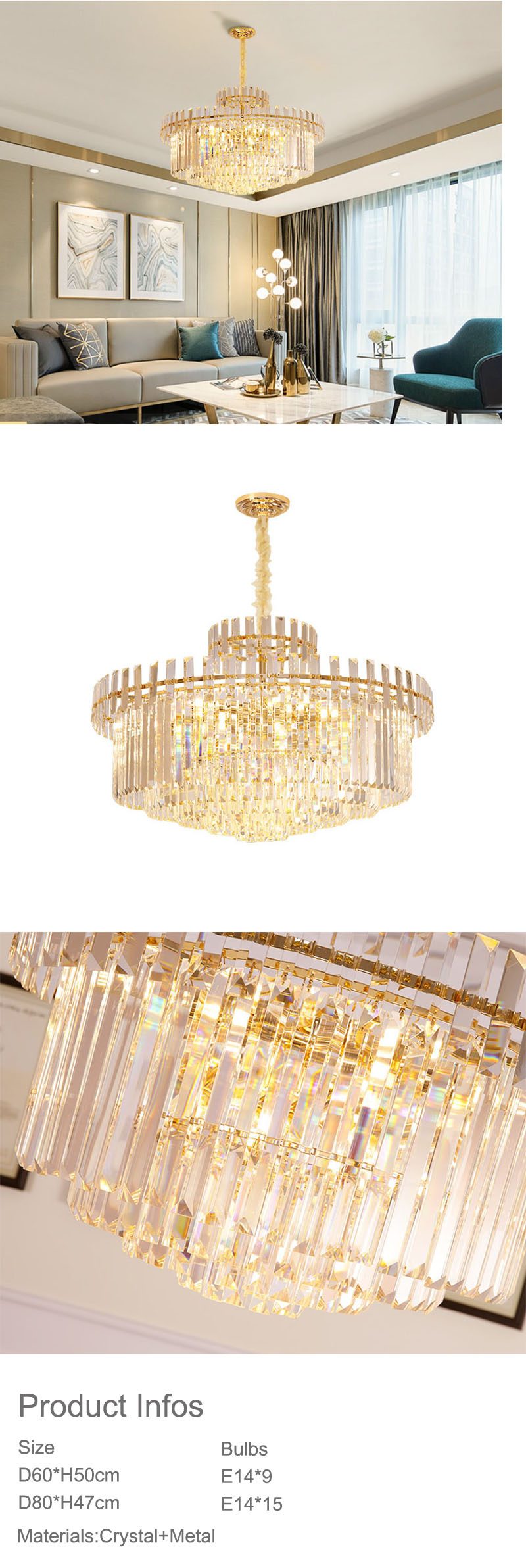 modern crystal chandelier for living room and dining room