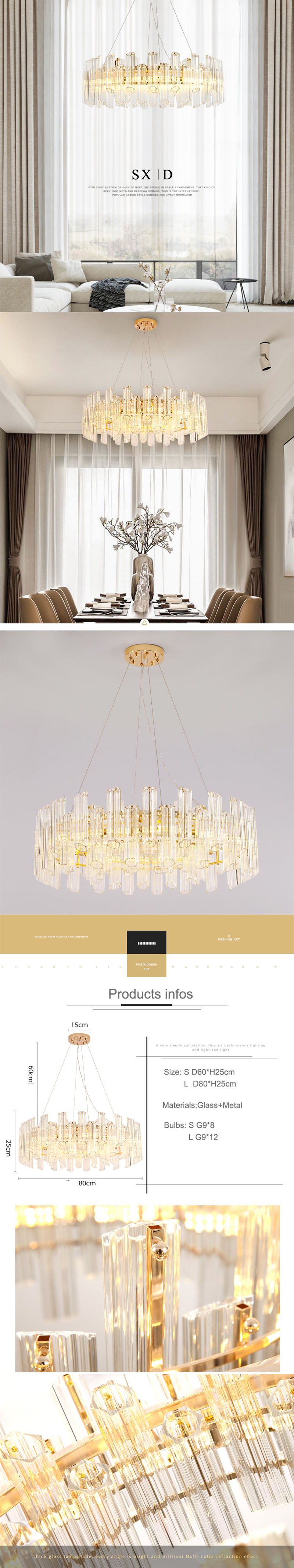 modern glass chandelier for living room