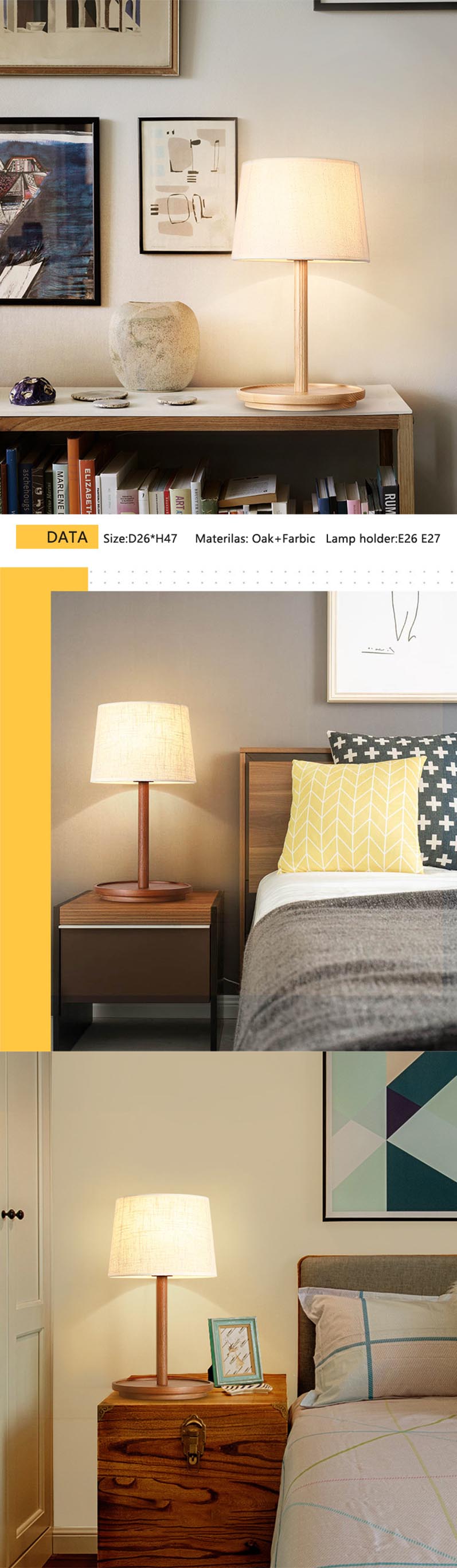 wood bead table lamp