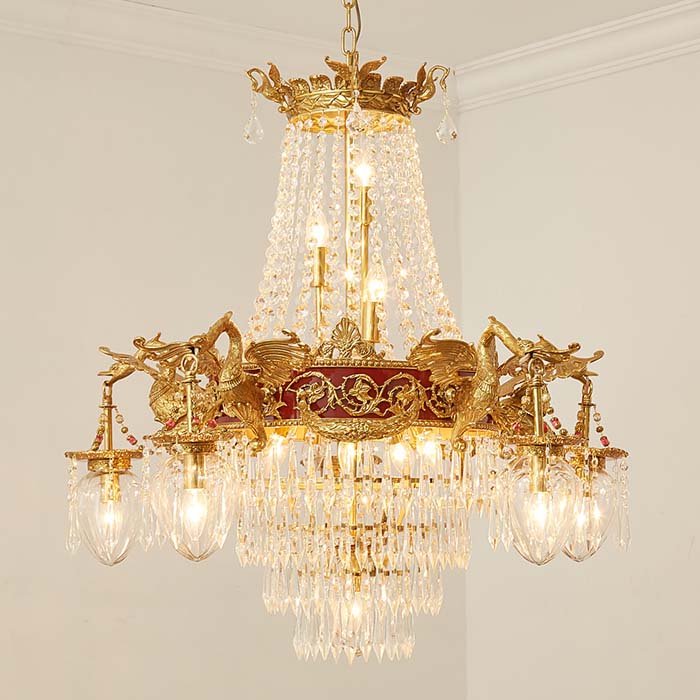 brass and crystal chandelier
