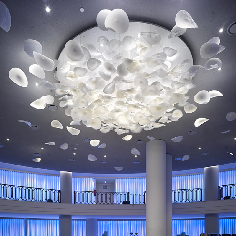 lobby glass chandelier